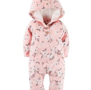 Girl's Carter's fleece hooded jumpsuit NWT